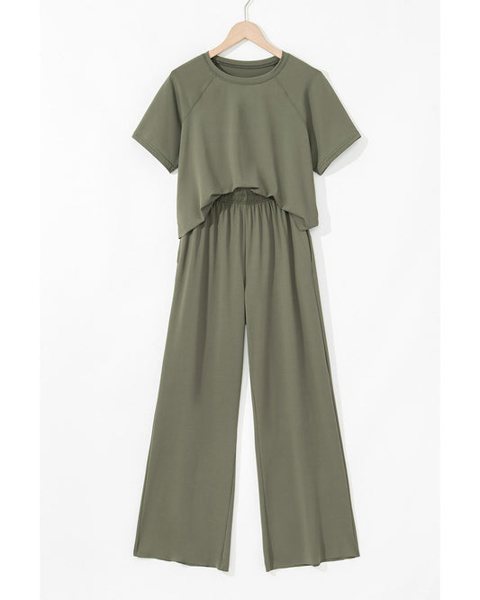 Raw Hem Loose Tee and Wide Leg Pants