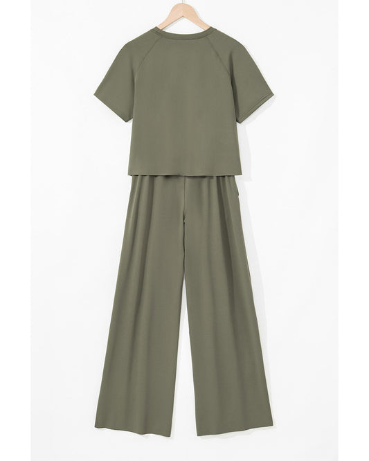 Raw Hem Loose Tee and Wide Leg Pants