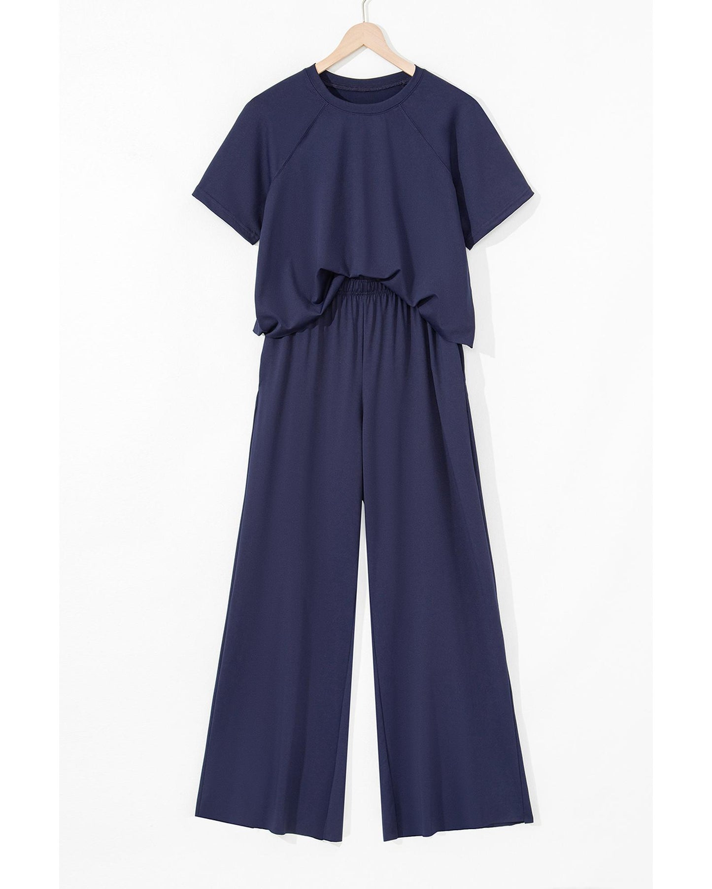 Raw Hem Loose Tee and Wide Leg Pants