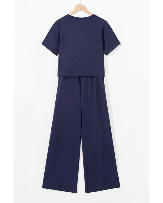 Raw Hem Loose Tee and Wide Leg Pants