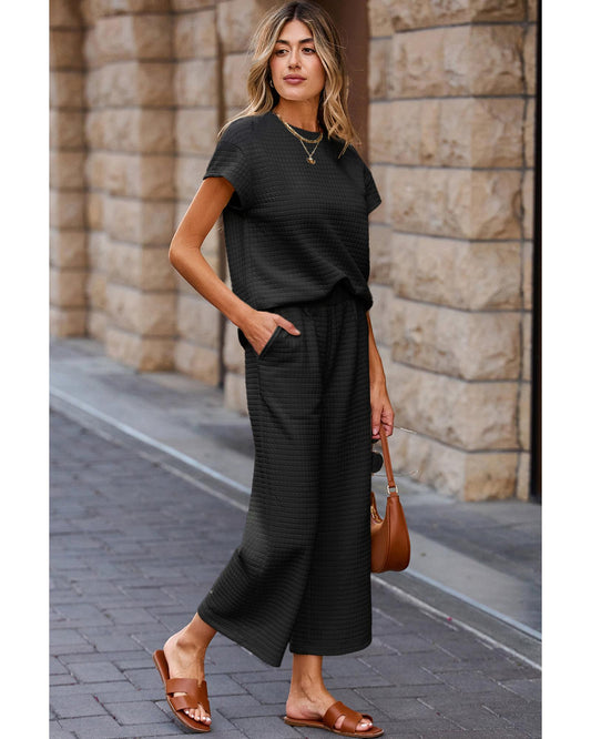 Textured Short Sleeve Top and Pants