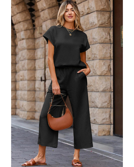 Textured Short Sleeve Top and Pants