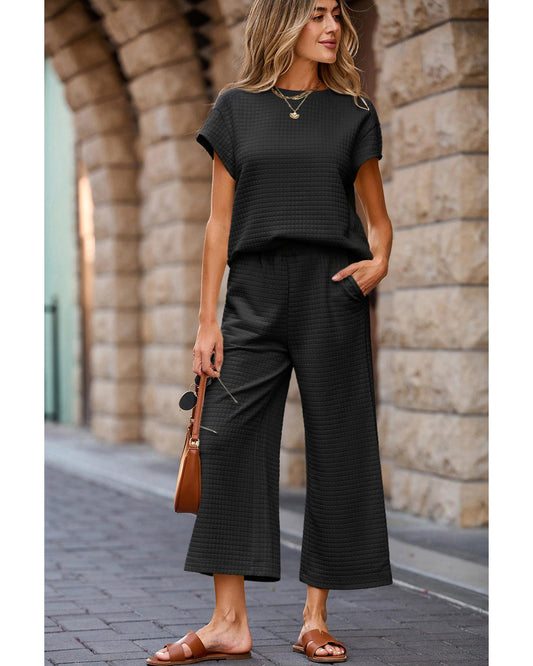Textured Short Sleeve Top and Pants