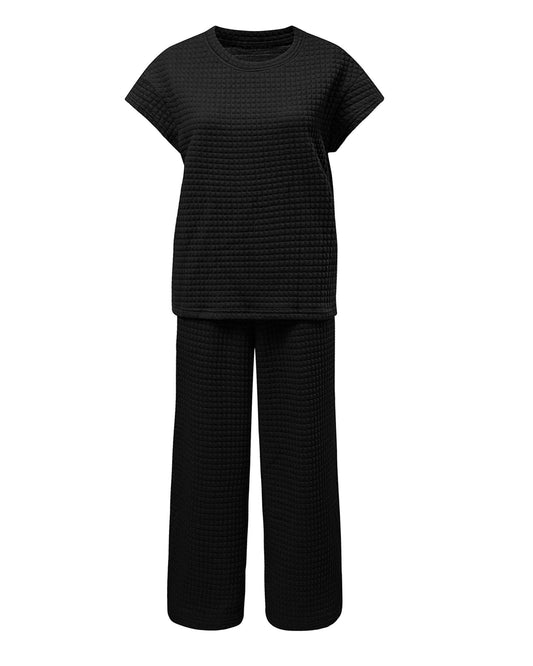 Textured Short Sleeve Top and Pants