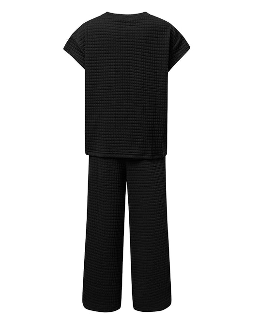 Textured Short Sleeve Top and Pants