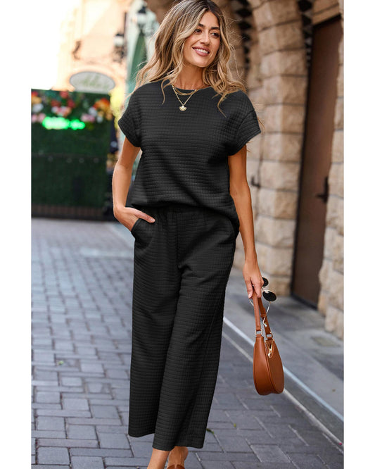 Textured Short Sleeve Top and Pants