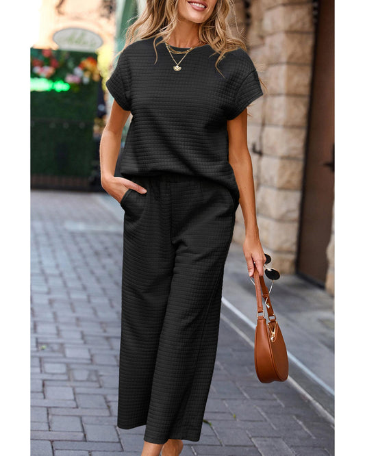 Textured Short Sleeve Top and Pants