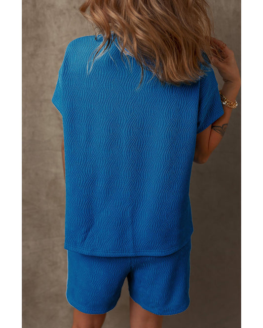 Textured Crew Neck Short Set