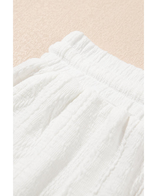 Textured Patched Pocket Short Sleeve Top and Drawstring Shorts