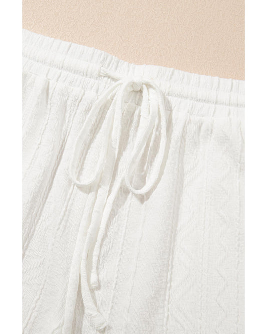 Textured Patched Pocket Short Sleeve Top and Drawstring Shorts