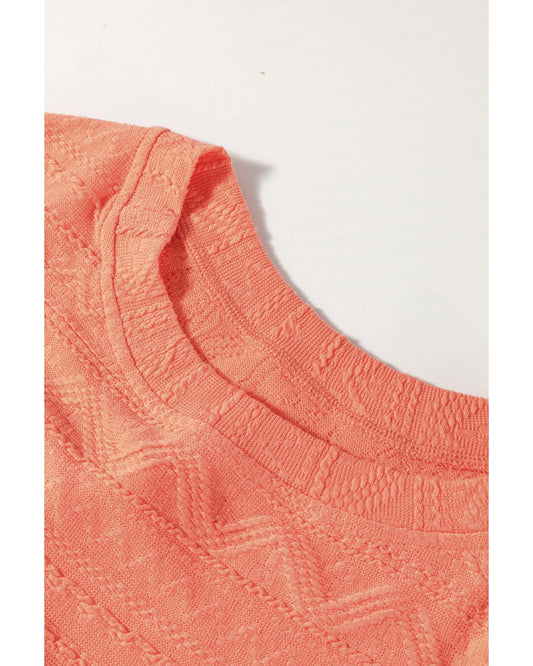 Textured Patched Pocket Short Sleeve Top and Drawstring Shorts
