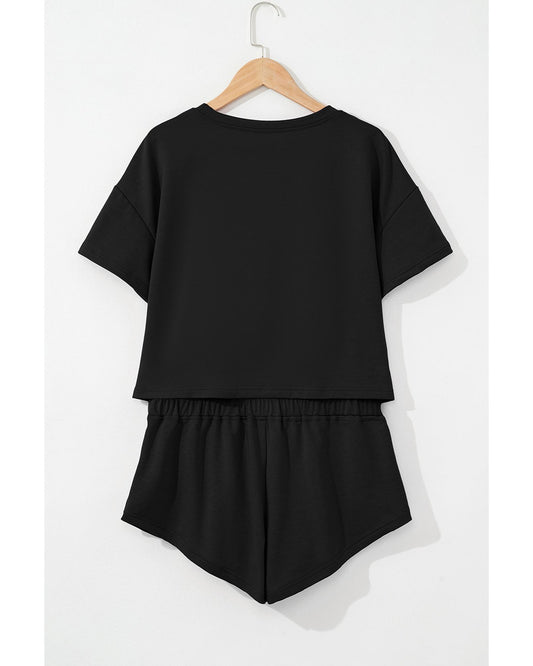 Cropped Tee and Ruffle High Waist Skort