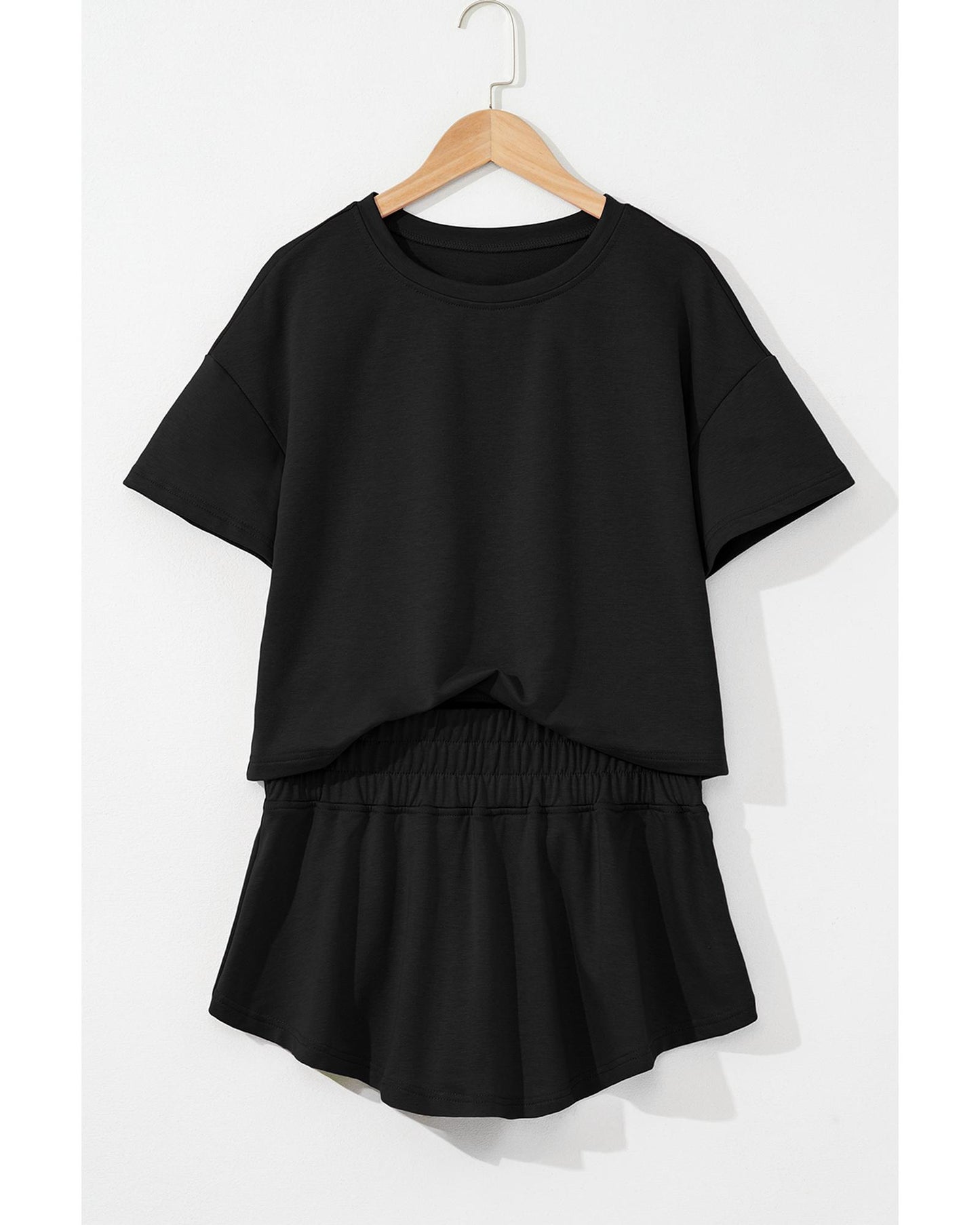 Cropped Tee and Ruffle High Waist Skort