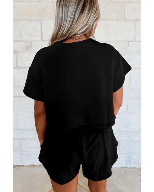 Cropped Tee and Ruffle High Waist Skort