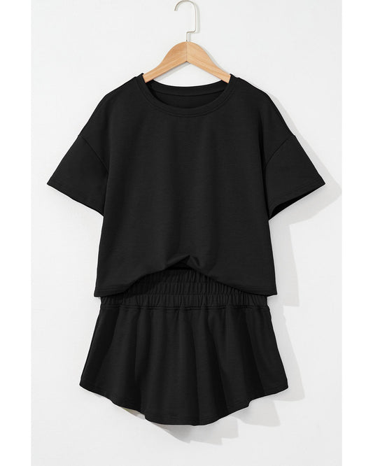 Cropped Tee and Ruffle High Waist Skort