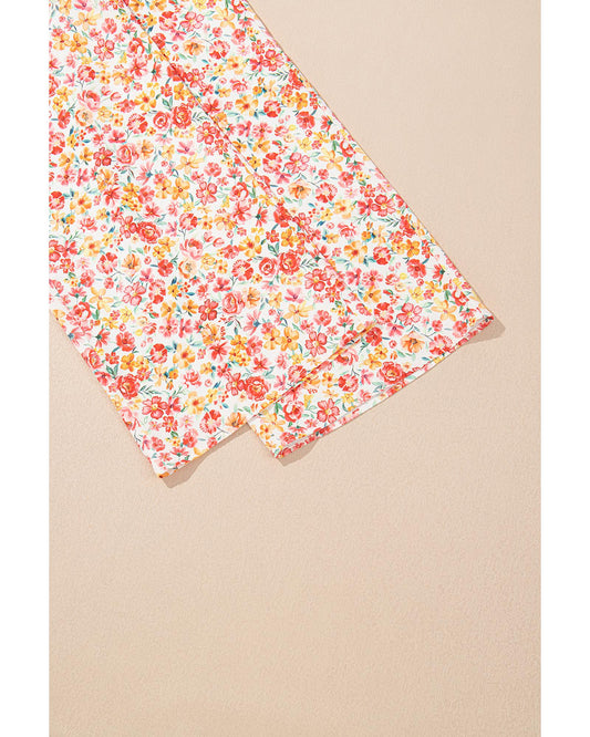 Floral Bandeau Top and High Waist Wide Leg Pants