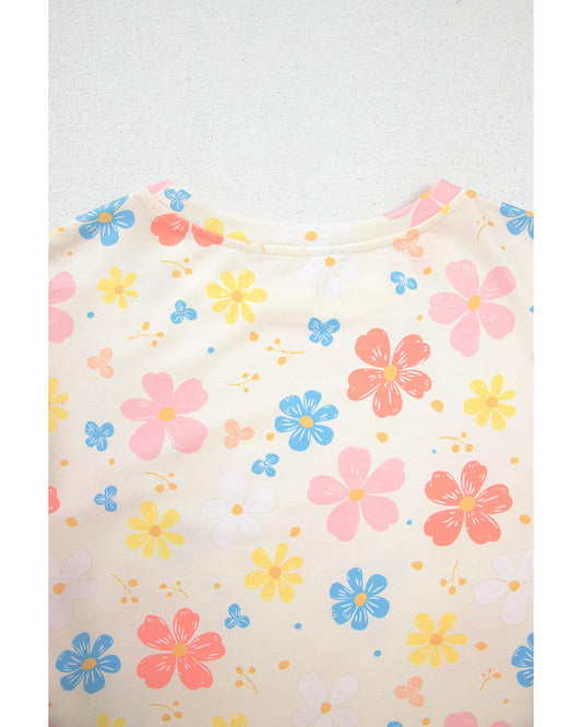 Floral Print Crop Top and Wide Leg Short