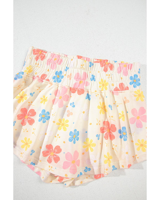 Floral Print Crop Top and Wide Leg Short