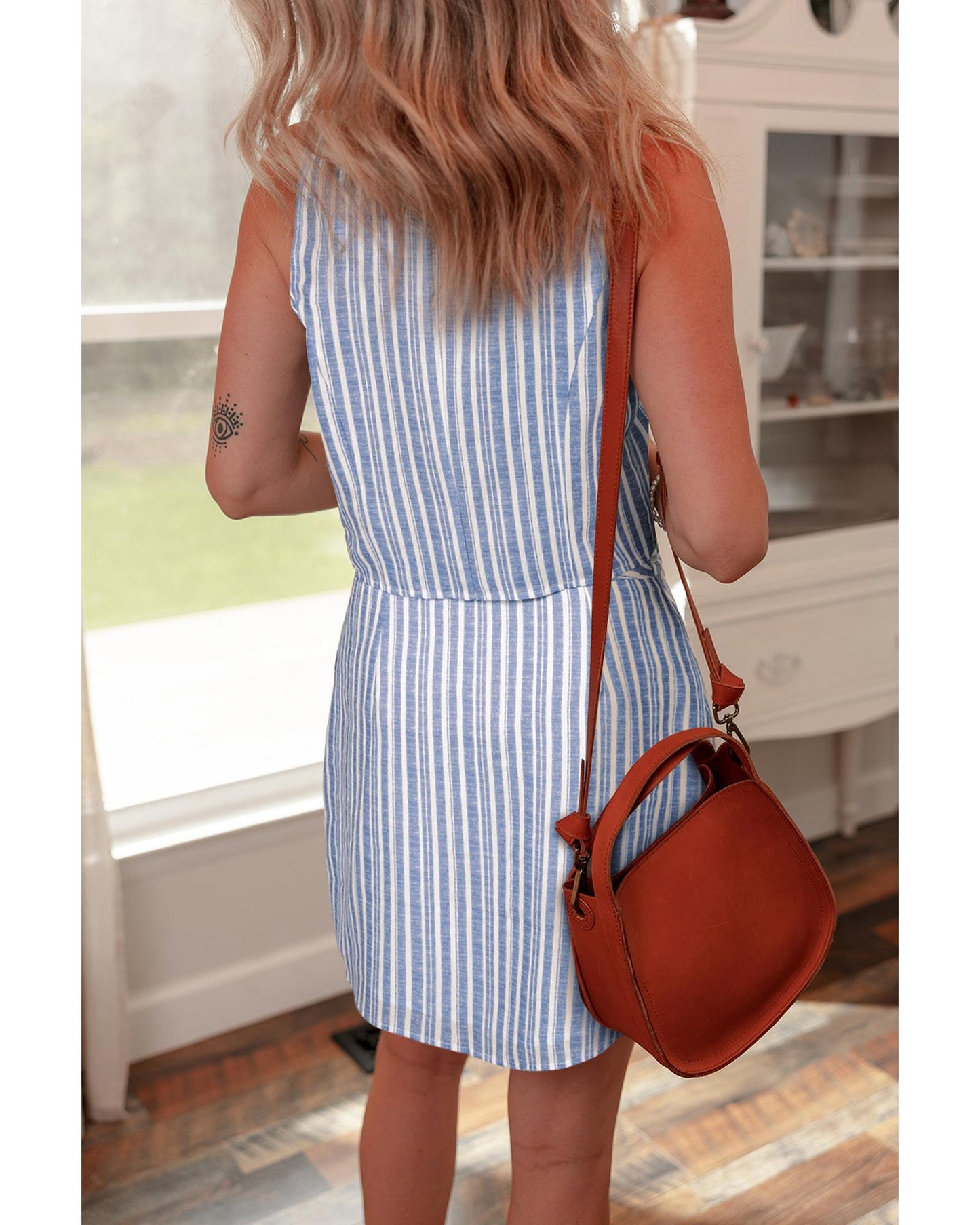 Sky Blue Stripe Two-Piece Workwear Ensemble
