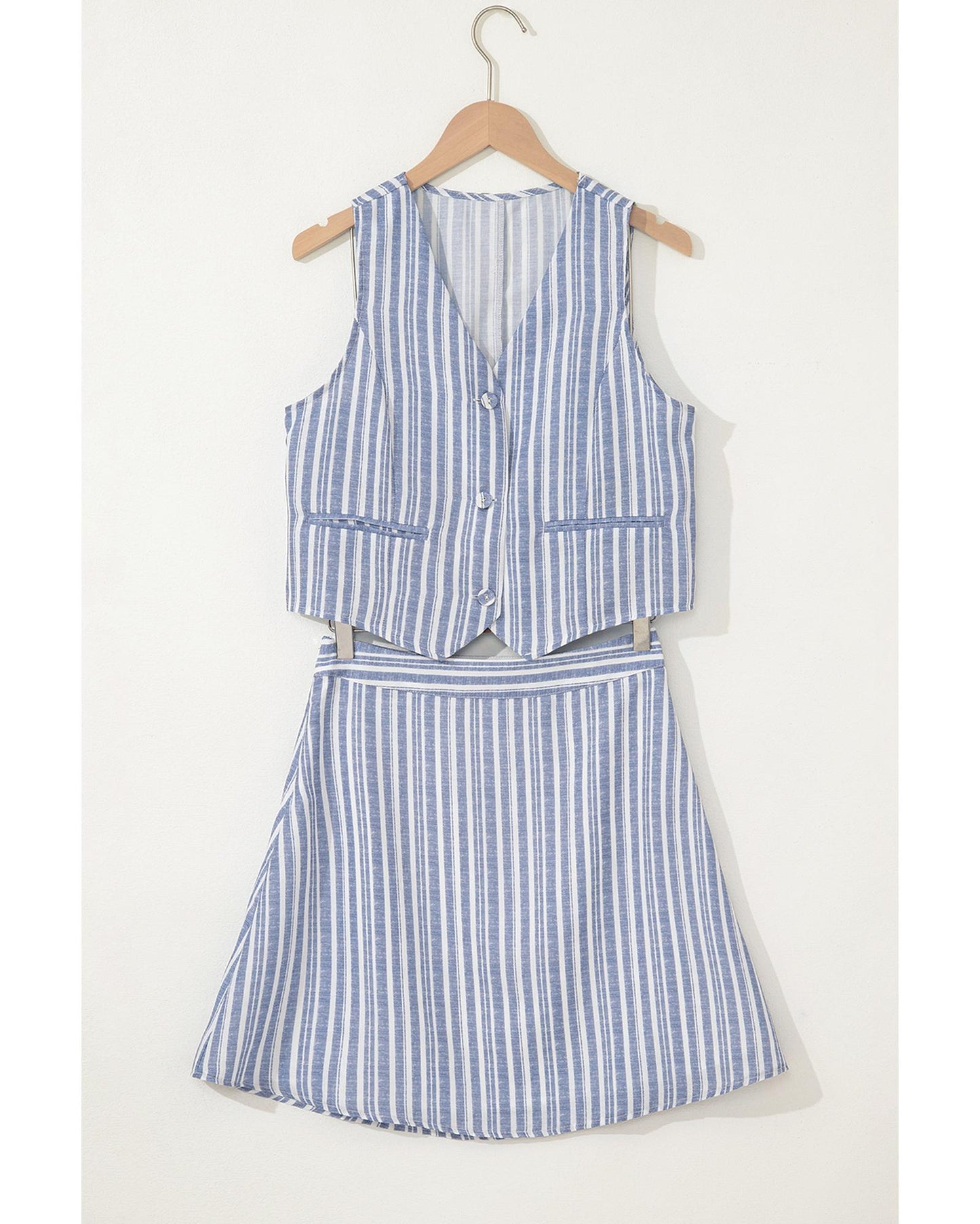 Sky Blue Stripe Two-Piece Workwear Ensemble