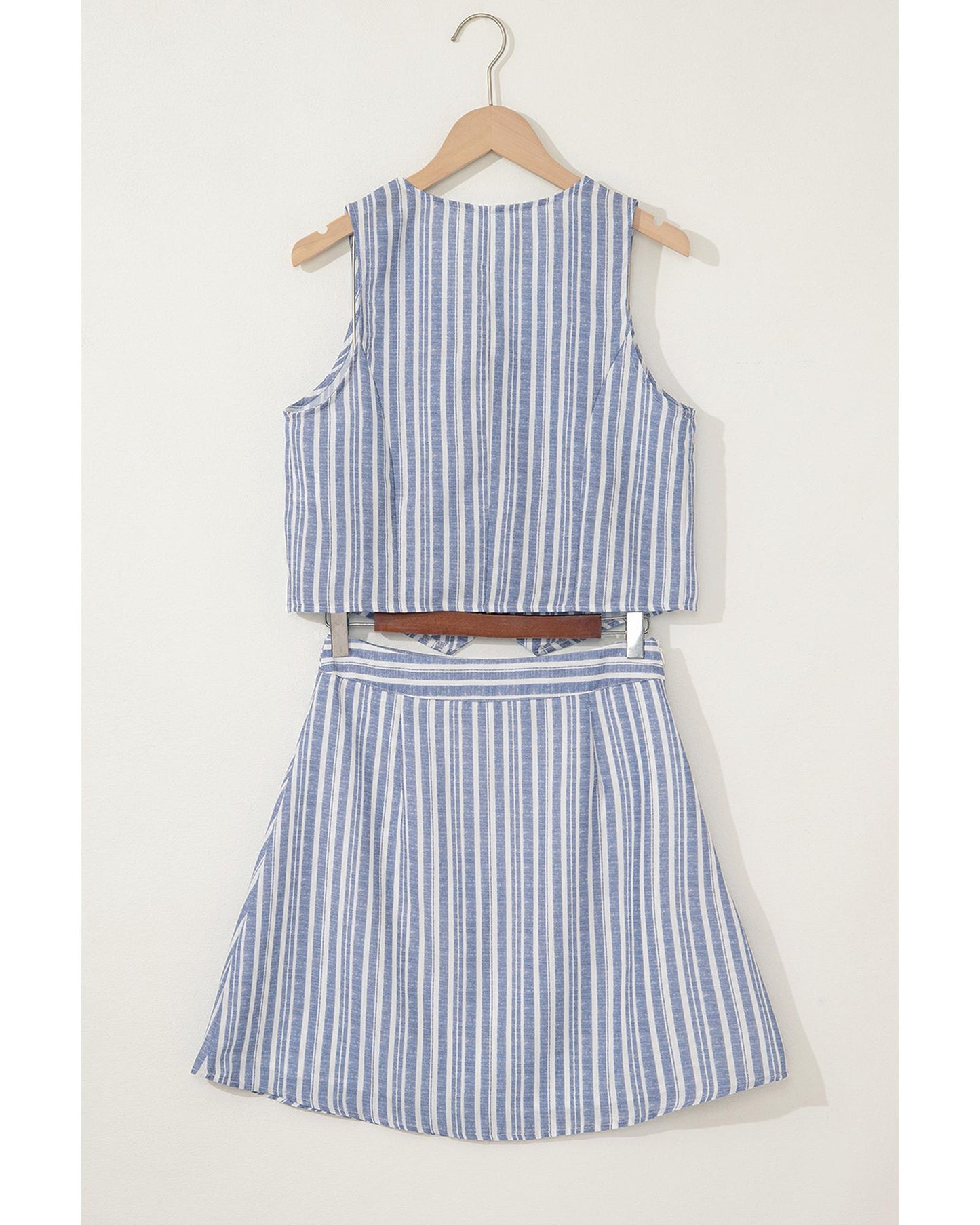 Sky Blue Stripe Two-Piece Workwear Ensemble