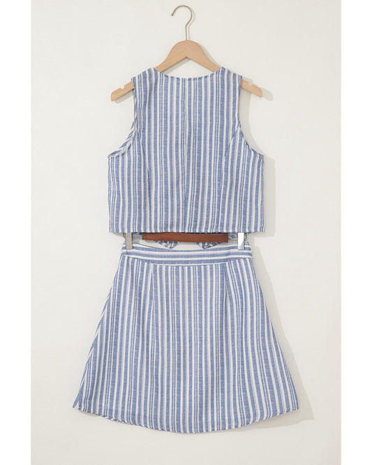 Sky Blue Stripe Two-Piece Workwear Ensemble