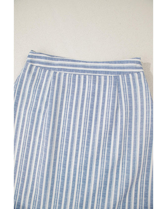 Sky Blue Stripe Two-Piece Workwear Ensemble