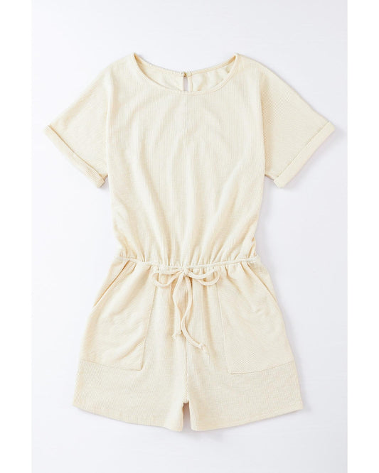Ribbed Elastic Waist Romper