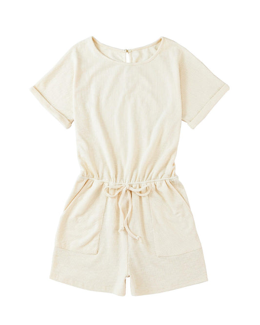 Ribbed Elastic Waist Romper