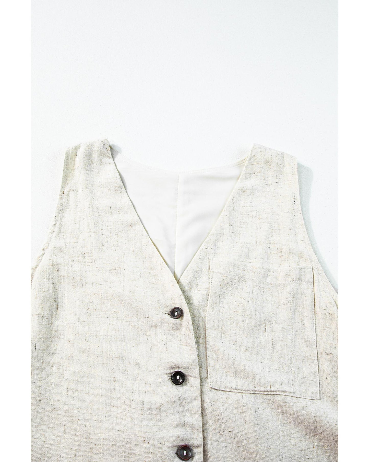 Sleeveless V-Neck Buttoned Front Romper