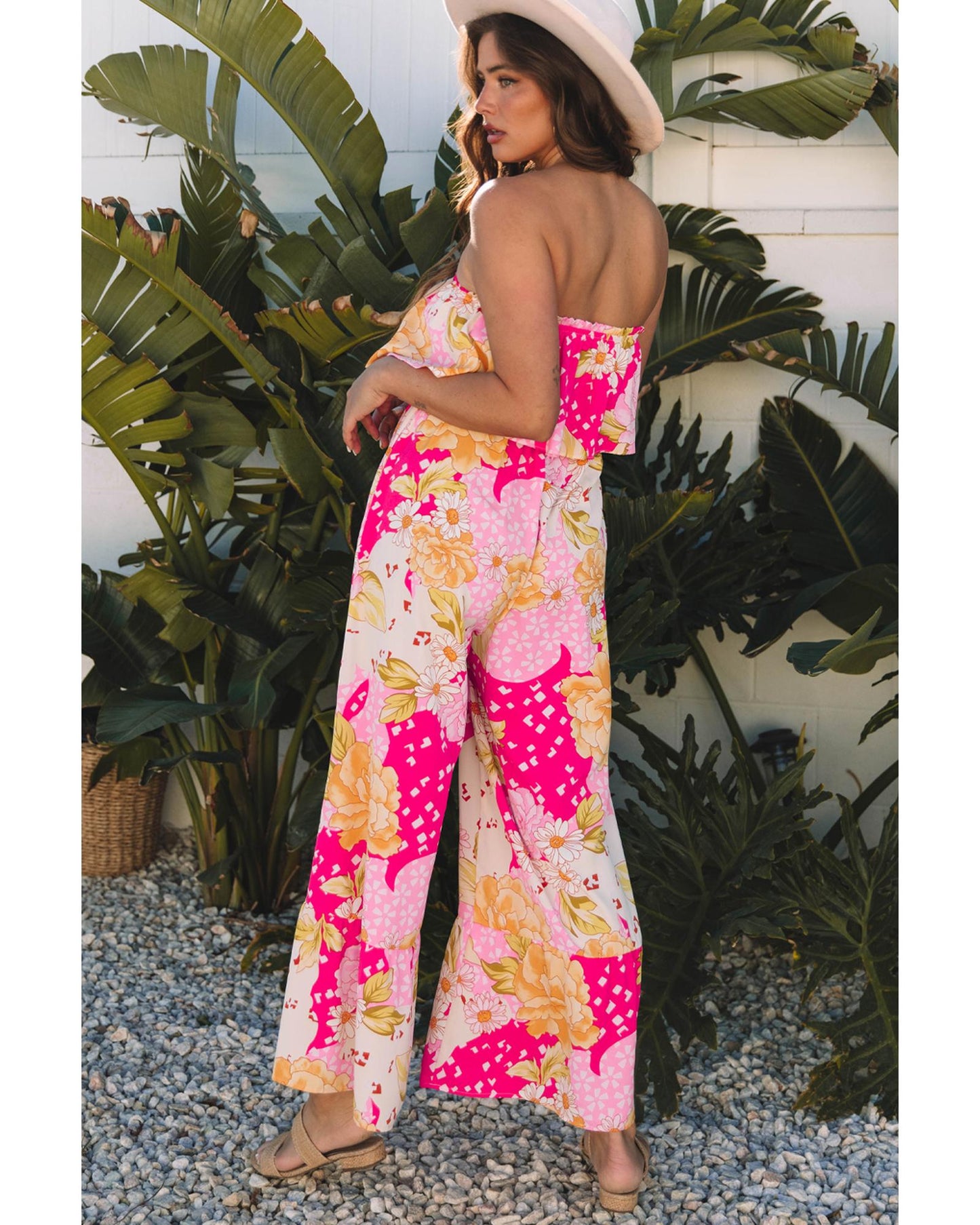 Floral Print High Waist Tube-Top Jumpsuit