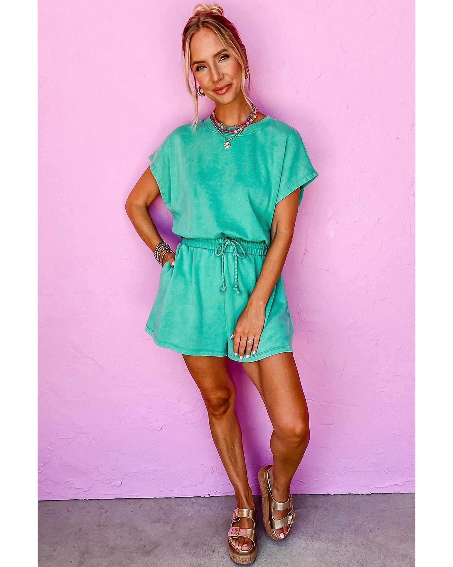 Sea Green Mineral Wash Romper