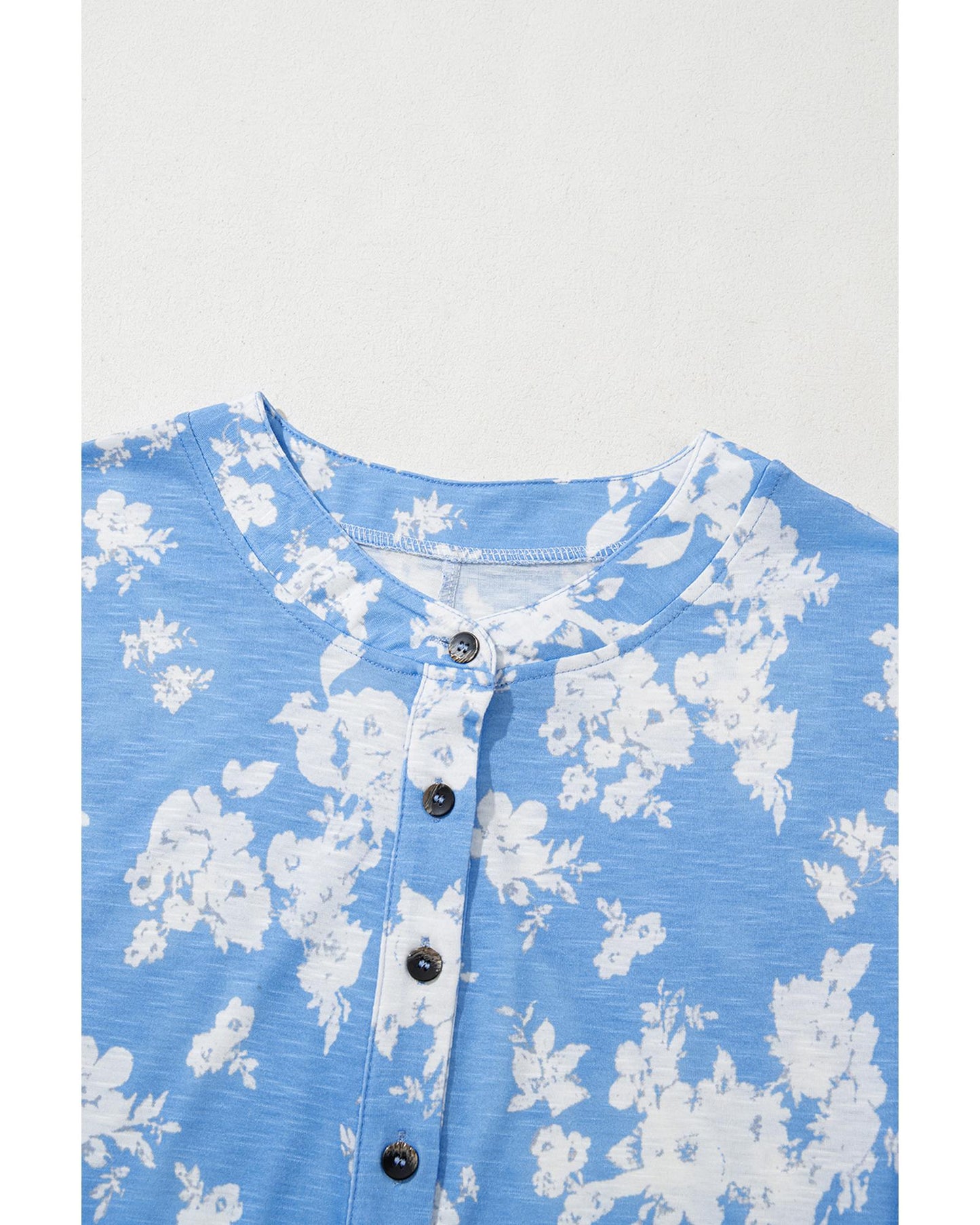Myosotis Floral Print Half Button Wide Leg Relaxed Jumpsuit