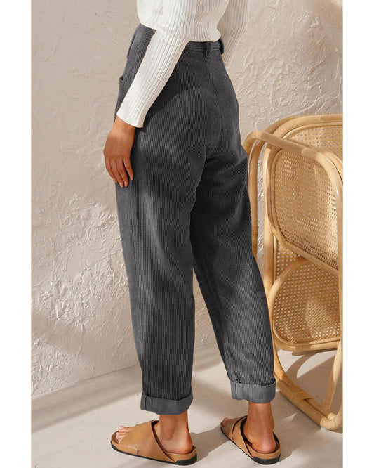 Corduroy High Waist Straight Leg Pants