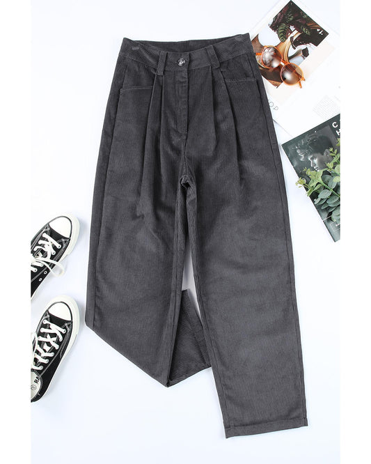 Corduroy High Waist Straight Leg Pants