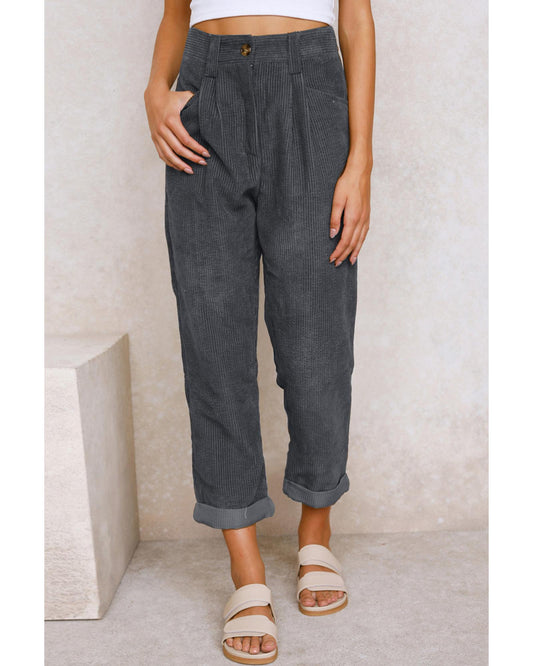 Corduroy High Waist Straight Leg Pants