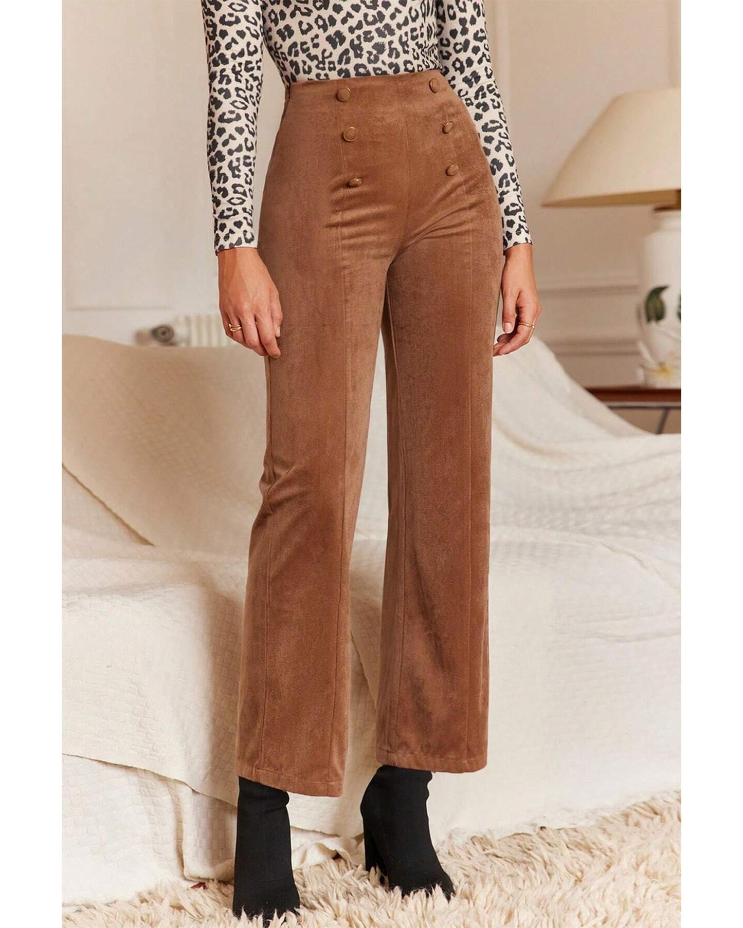 Double Breasted Straight Leg Pants
