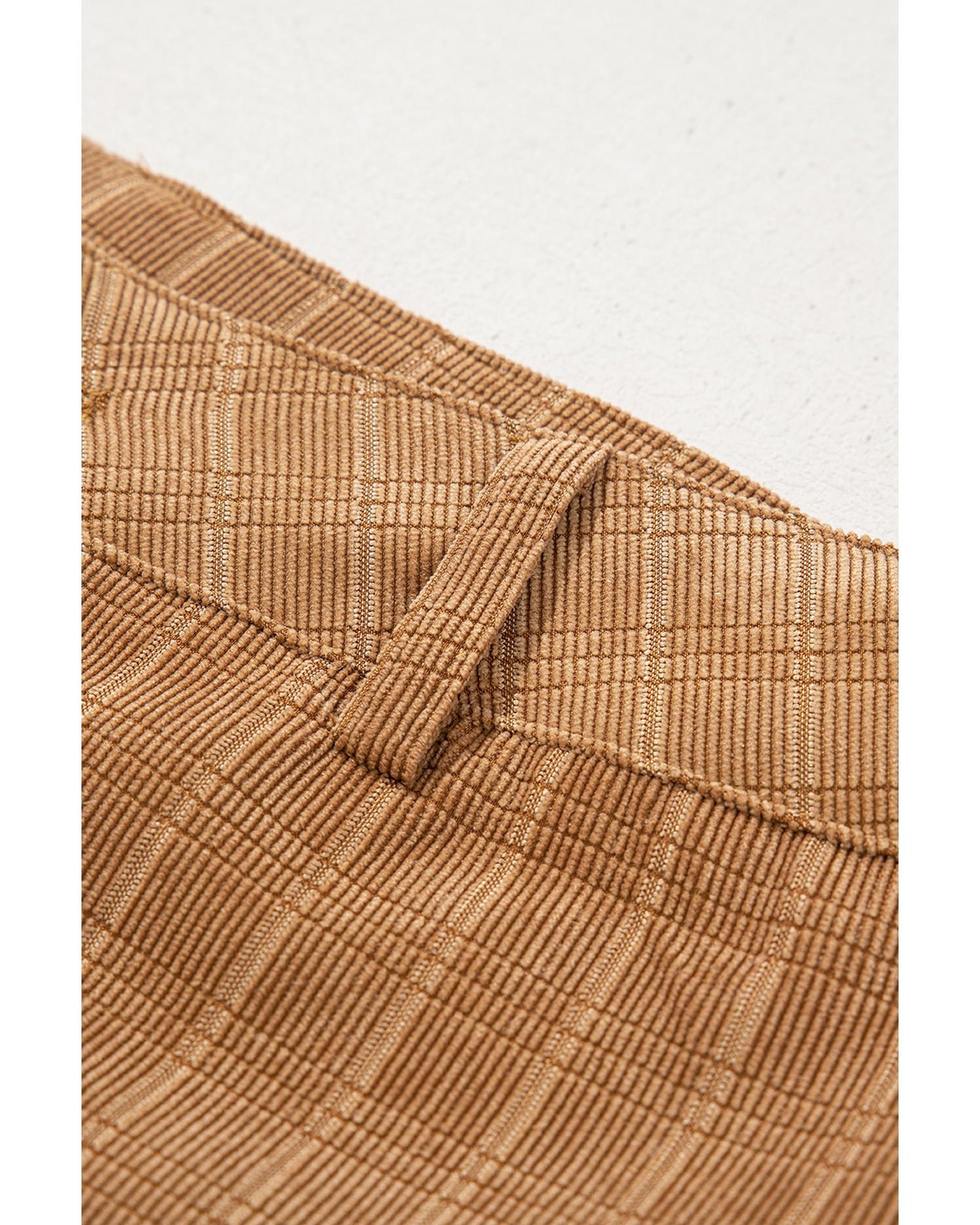 Checkered Corduroy Flare High Waist Pants