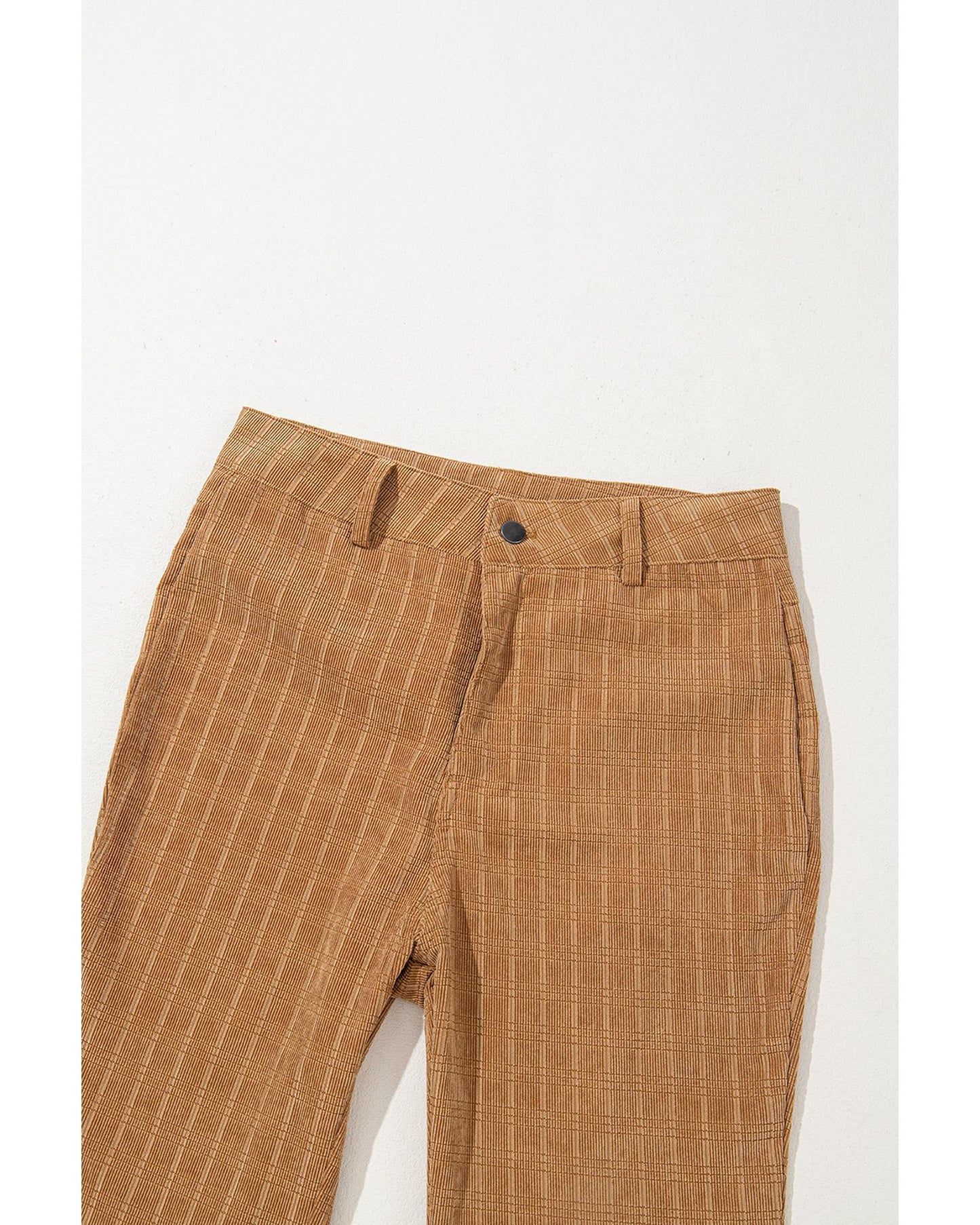 Checkered Corduroy Flare High Waist Pants
