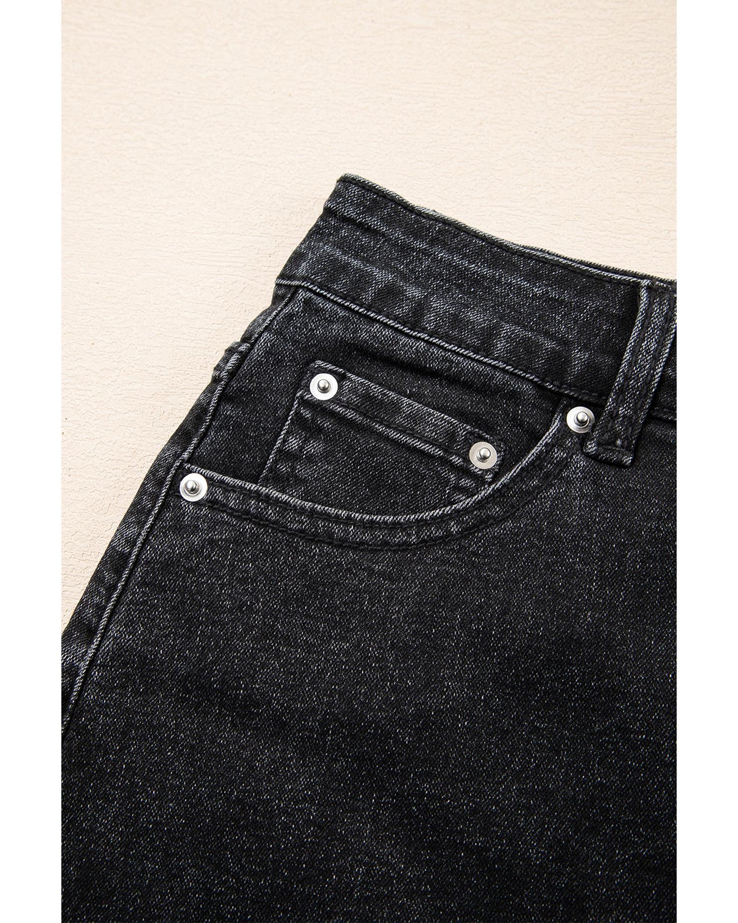 Mineral Wash Ripped Raw Hem Denim Mini Skirt