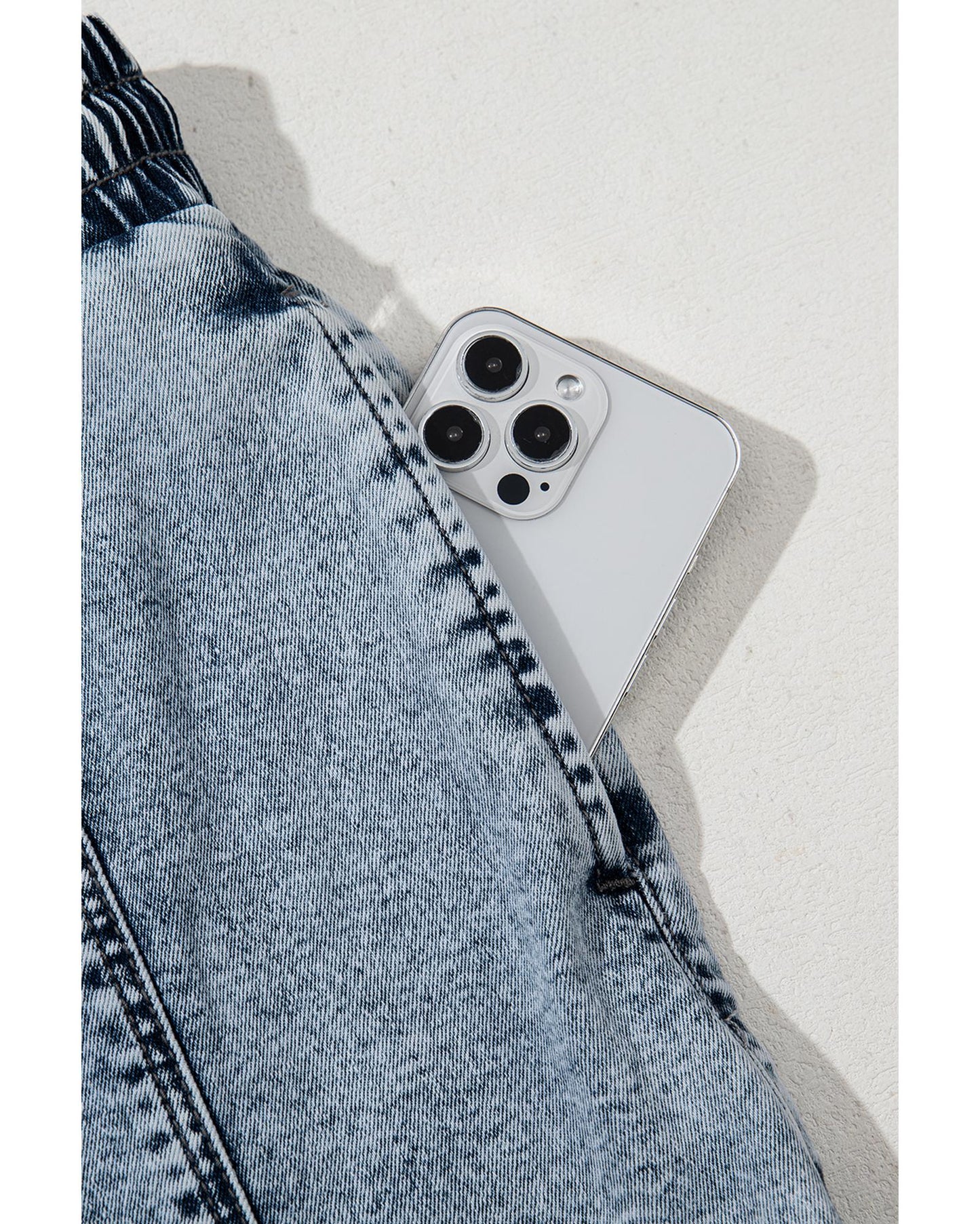Drawstring High Waist Pocketed Denim Shorts-Skirt
