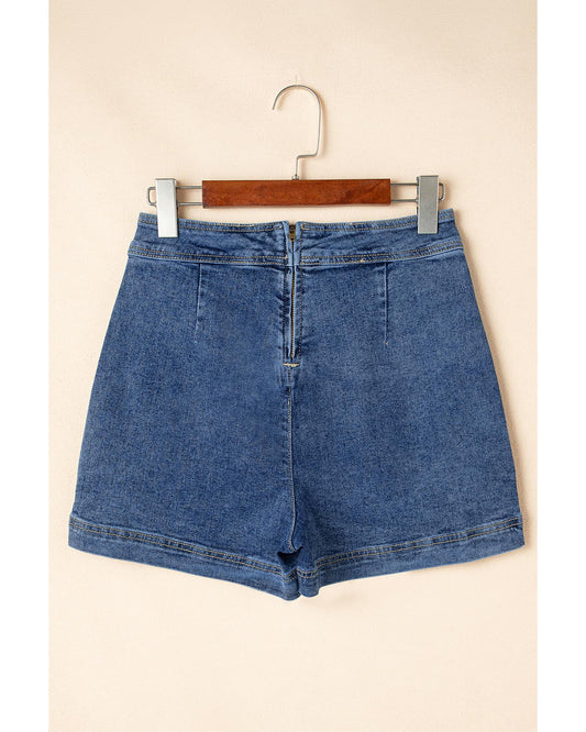 Ashleigh Faux Wrapped Mini Denim Short-Skirt