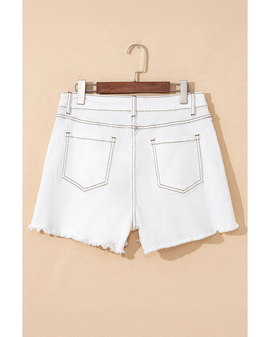 Raw Hem High Waist Denim Shorts