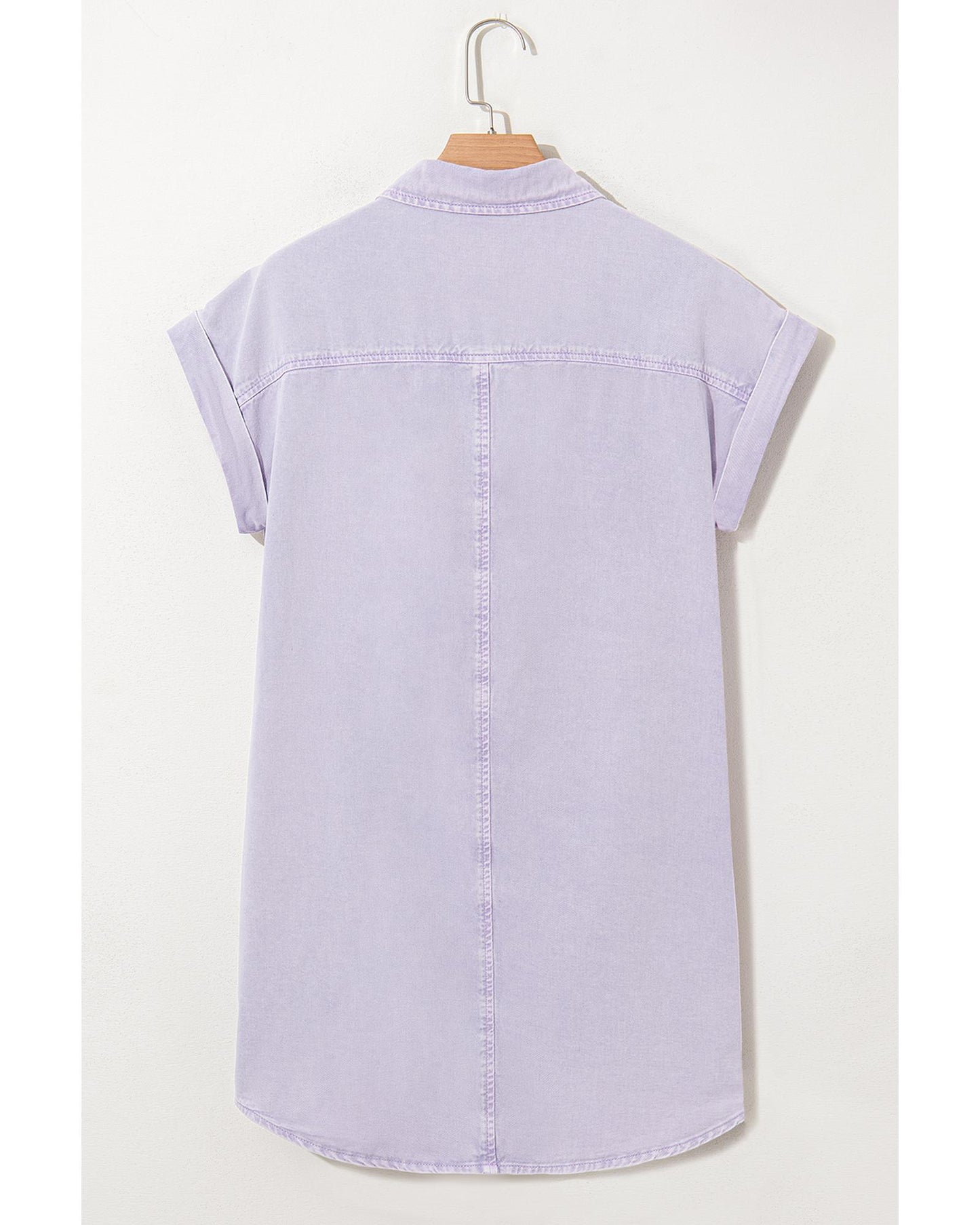 Orchid Petal Double Chest Pocket Denim Shirt Dress