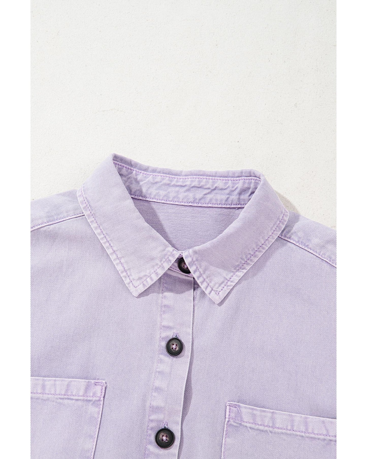 Orchid Petal Double Chest Pocket Denim Shirt Dress