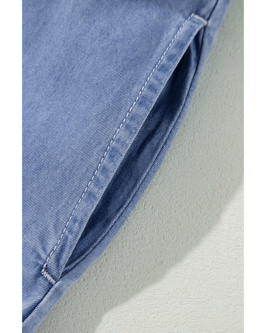 Myosotis Chambray V Neck Bracelet Sleeve Maxi Dress