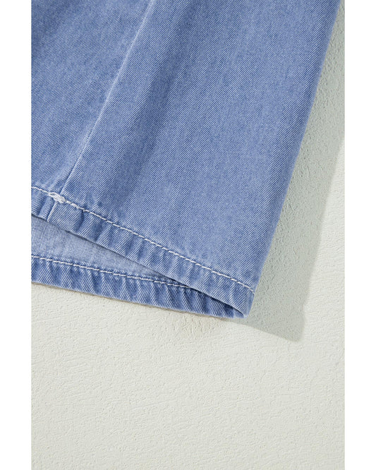 Myosotis Chambray V Neck Bracelet Sleeve Maxi Dress