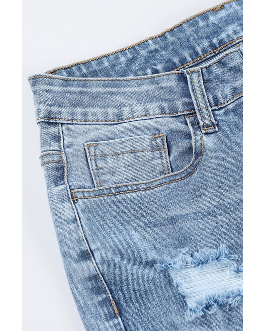 Light Wash Distressed Flare Jeans