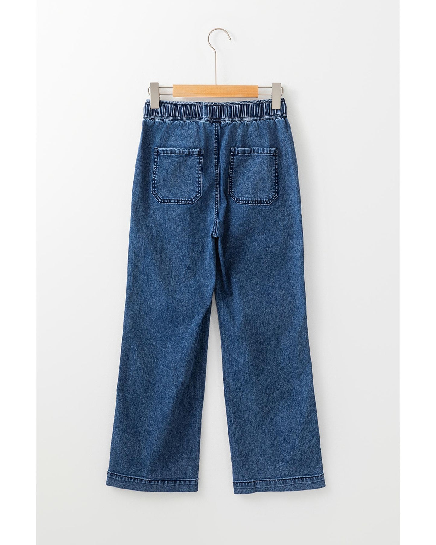 Mineral Wash Drawstring Loose Straight Denim