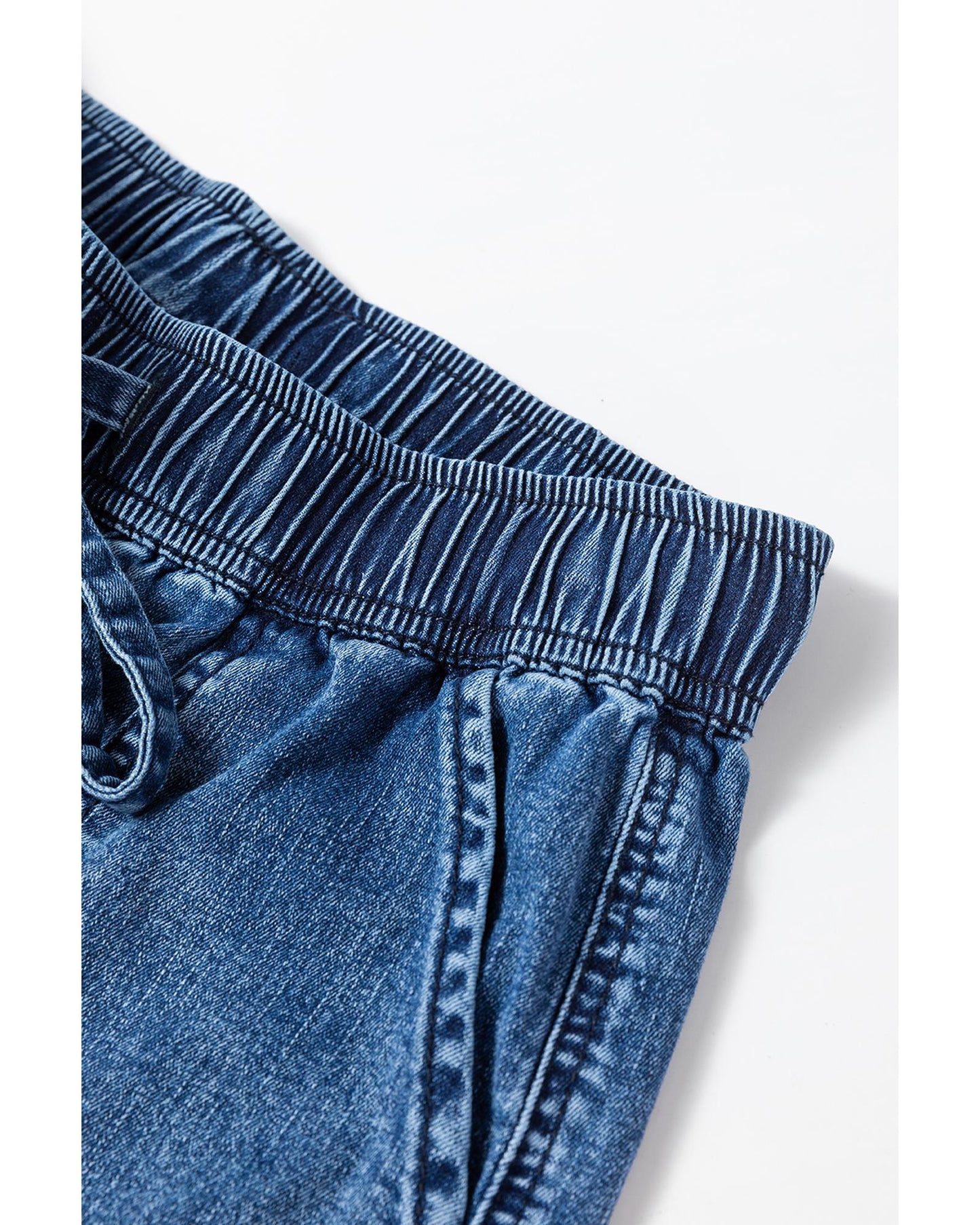 Mineral Wash Drawstring Loose Straight Denim